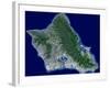Satellite Image of Oahu, Hawaii-Stocktrek Images-Framed Photographic Print