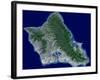 Satellite Image of Oahu, Hawaii-Stocktrek Images-Framed Photographic Print