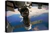 Satellite in space with view of Italy and Africa on Earth-null-Stretched Canvas