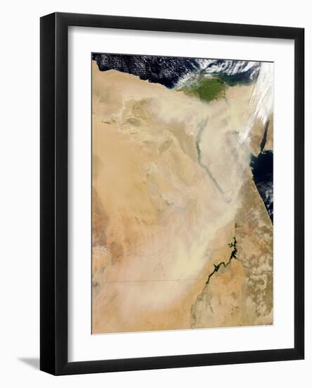 Satellite View of a Dust Storm Stretching from Sudan Toward Egypt-null-Framed Photographic Print