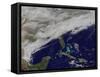 Satellite View of a Major Winter Storm over the Mid-Atlantic United States-null-Framed Stretched Canvas