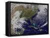 Satellite View of a Strong Coastal Storm Off the Coast of New England-null-Framed Stretched Canvas