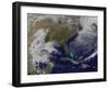 Satellite View of a Strong Coastal Storm Off the Coast of New England-null-Framed Photographic Print