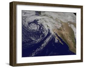 Satellite View of a Swirling Eastern Pacific Ocean Storm System-null-Framed Photographic Print