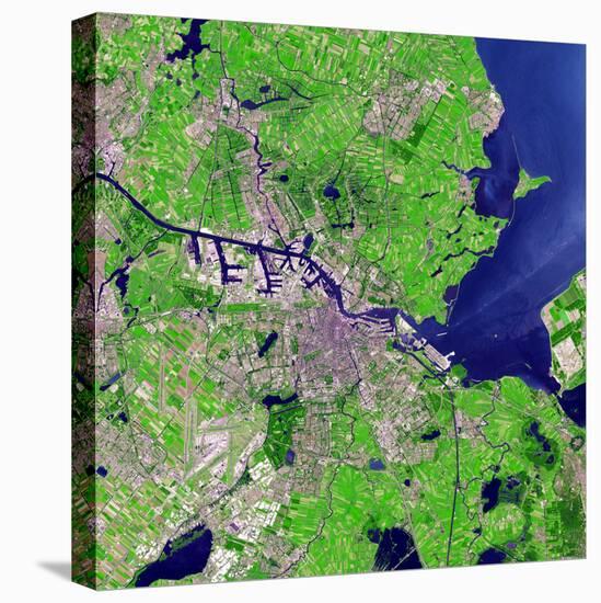 Satellite View of Amsterdam, Netherlands-null-Stretched Canvas