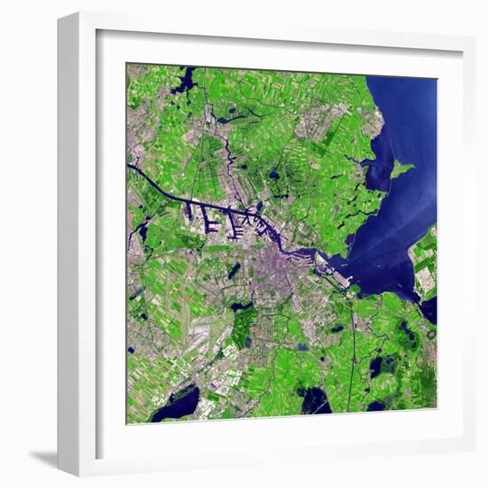 Satellite View of Amsterdam, Netherlands-null-Framed Photographic Print