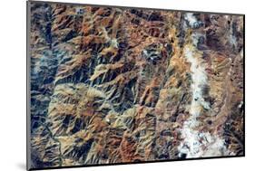 Satellite view of Andes Mountain range in San Juan Province, Argentina-null-Mounted Photographic Print