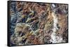 Satellite view of Andes Mountain range in San Juan Province, Argentina-null-Framed Stretched Canvas