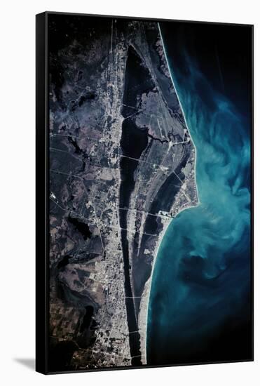 Satellite view of Cape Canaveral, Brevard County, Florida, USA-null-Framed Stretched Canvas