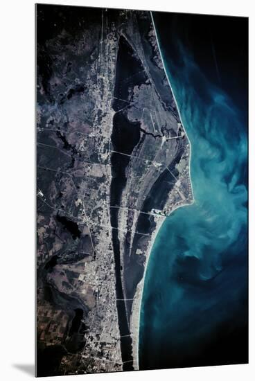 Satellite view of Cape Canaveral, Brevard County, Florida, USA-null-Mounted Premium Photographic Print