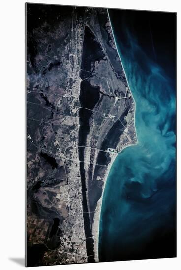 Satellite view of Cape Canaveral, Brevard County, Florida, USA-null-Mounted Photographic Print
