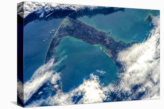 Satellite view of Cape Cod National Seashore area in North Atlantic Ocean, Massachusetts, USA-null-Stretched Canvas