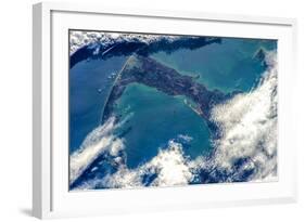 Satellite view of Cape Cod National Seashore area in North Atlantic Ocean, Massachusetts, USA-null-Framed Photographic Print