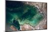 Satellite view of Caspian Sea and Coastal Area, Kazakhstan-null-Mounted Photographic Print