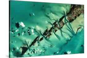 Satellite view of cays in North Atlantic Ocean, Bahamas-null-Stretched Canvas