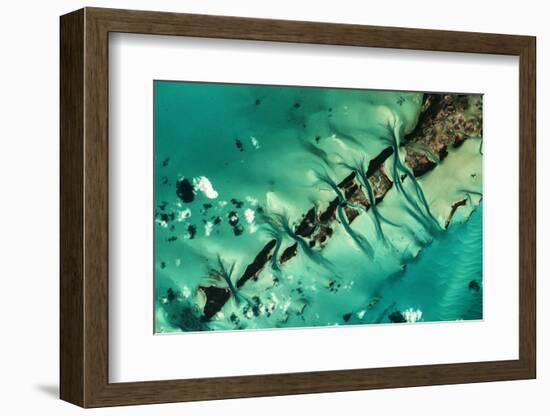 Satellite view of cays in North Atlantic Ocean, Bahamas-null-Framed Photographic Print