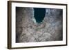 Satellite view of Chicago and Lake Michigan, Illinois, USA-null-Framed Photographic Print