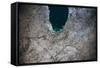 Satellite view of Chicago and Lake Michigan, Illinois, USA-null-Framed Stretched Canvas