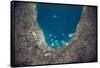 Satellite view of Chicago and Lake Michigan, Illinois, USA-null-Framed Stretched Canvas