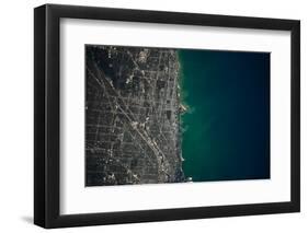 Satellite view of Chicago and Lake Michigan, Illinois, USA-null-Framed Photographic Print