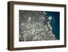 Satellite view of Chicago city at the coast of Lake Michigan, USA-null-Framed Photographic Print