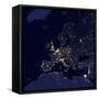 Satellite View of City Lights in Several European and Nordic Cities-null-Framed Stretched Canvas