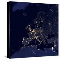 Satellite View of City Lights in Several European and Nordic Cities-null-Stretched Canvas