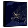 Satellite View of City Lights in Several European and Nordic Cities-null-Framed Stretched Canvas