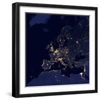 Satellite View of City Lights in Several European and Nordic Cities-null-Framed Photographic Print