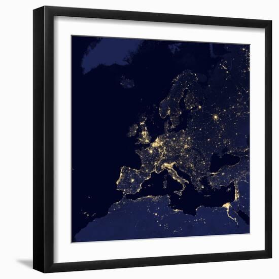 Satellite View of City Lights in Several European and Nordic Cities-null-Framed Photographic Print