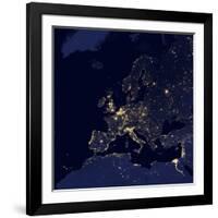 Satellite View of City Lights in Several European and Nordic Cities-null-Framed Photographic Print