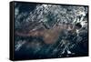 Satellite view of clouds over French Guiana Region-null-Framed Stretched Canvas