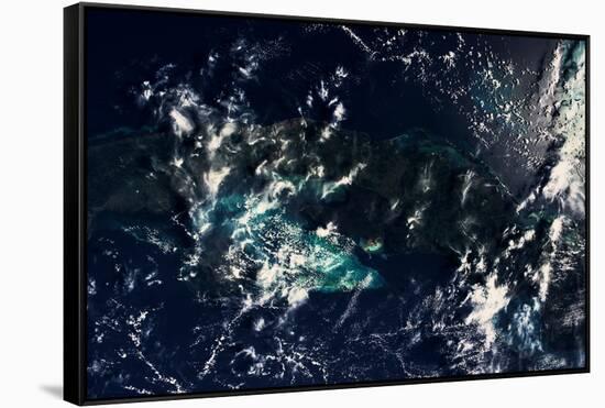 Satellite view of clouds over Gulf of Mexico-null-Framed Stretched Canvas