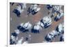 Satellite view of clouds over landscape, Kyzylorda Province, Kazakhstan-null-Framed Photographic Print