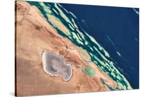 Satellite view of coastal area at Red Sea, Yanbu AL Bahr, Al Madinah Province, Saudi Arabia-null-Stretched Canvas