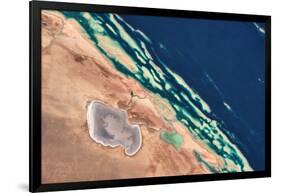 Satellite view of coastal area at Red Sea, Yanbu AL Bahr, Al Madinah Province, Saudi Arabia-null-Framed Photographic Print