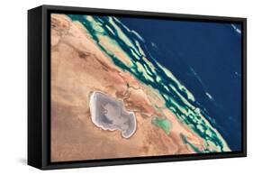 Satellite view of coastal area at Red Sea, Yanbu AL Bahr, Al Madinah Province, Saudi Arabia-null-Framed Stretched Canvas