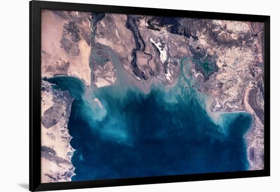 Satellite view of coastal area of Kuwait, Iraq and Iran in Persian Gulf-null-Framed Photographic Print