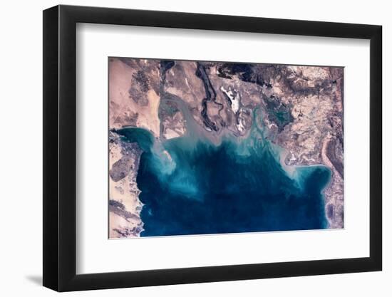 Satellite view of coastal area of Kuwait, Iraq and Iran in Persian Gulf-null-Framed Photographic Print