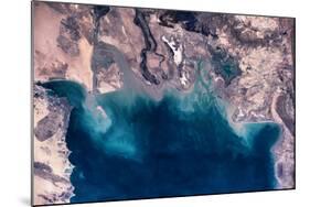 Satellite view of coastal area of Kuwait, Iraq and Iran in Persian Gulf-null-Mounted Photographic Print