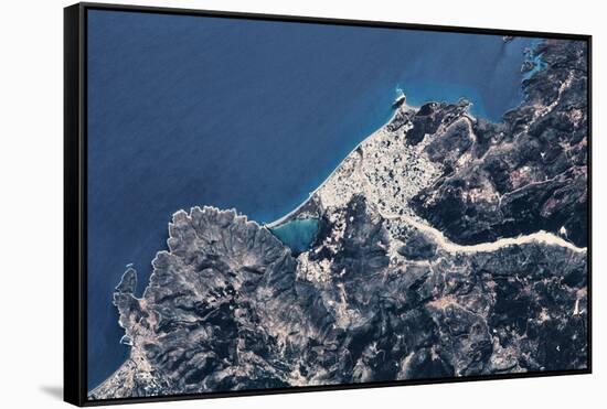 Satellite view of coastal town in Africa-null-Framed Stretched Canvas