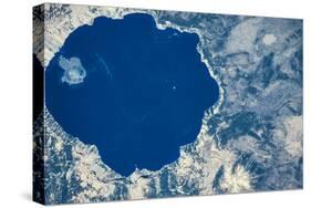 Satellite view of Crater Lake, Oregon, USA-null-Stretched Canvas