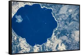 Satellite view of Crater Lake, Oregon, USA-null-Framed Stretched Canvas