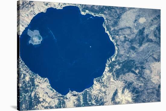 Satellite view of Crater Lake, Oregon, USA-null-Stretched Canvas