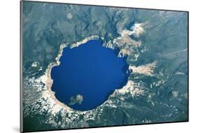 Satellite view of Crater Lake, Oregon, USA-null-Mounted Photographic Print