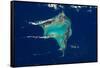 Satellite view of Crooked Island, Bahamas-null-Framed Stretched Canvas