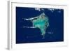 Satellite view of Crooked Island, Bahamas-null-Framed Photographic Print