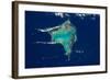 Satellite view of Crooked Island, Bahamas-null-Framed Photographic Print
