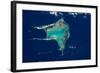 Satellite view of Crooked Island, Bahamas-null-Framed Photographic Print