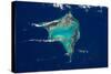 Satellite view of Crooked Island, Bahamas-null-Stretched Canvas